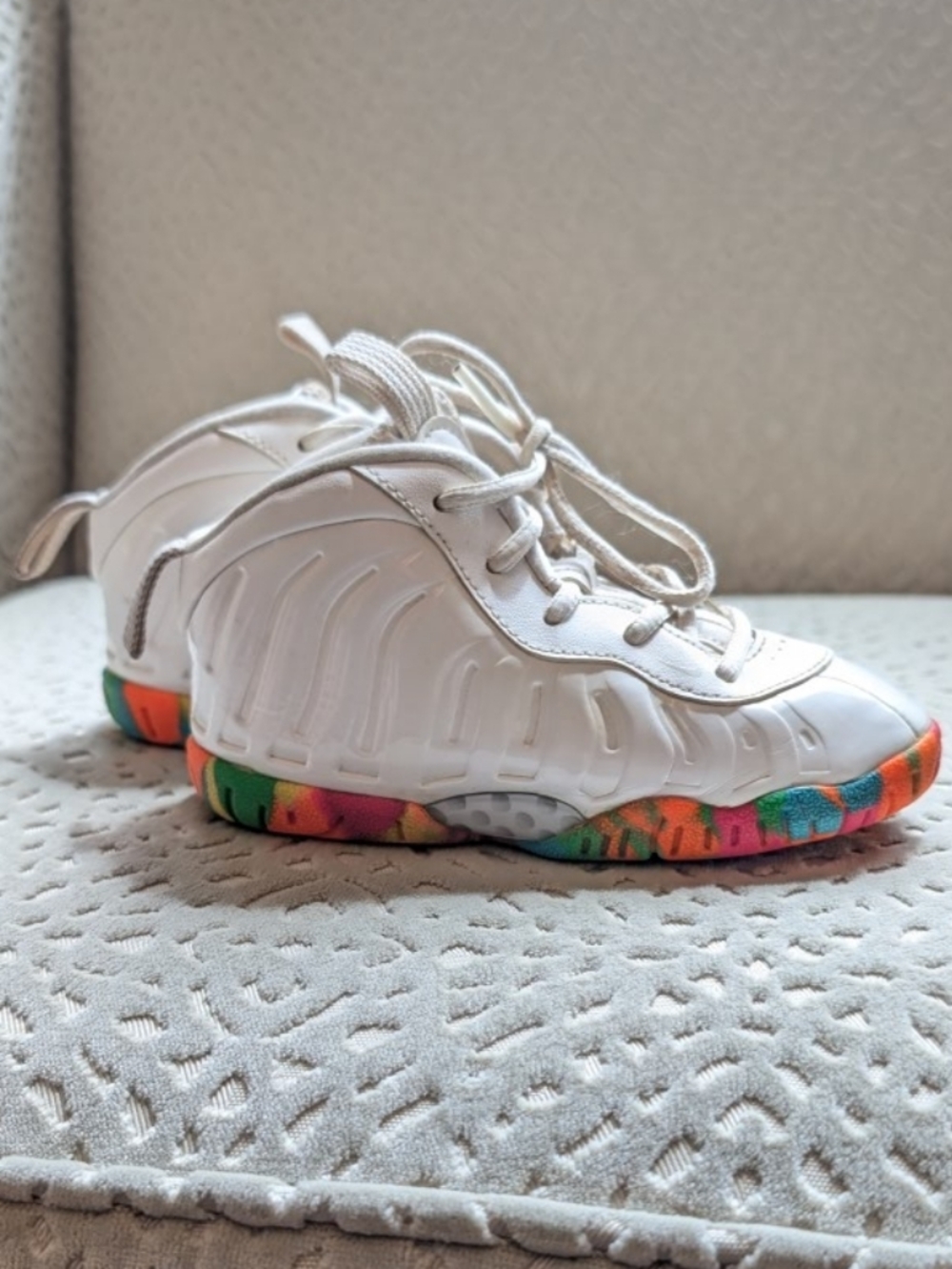 Nike Lil Posite One GS Fruity Pebbles Toddler 8C White Lace Up Sneakers No Box